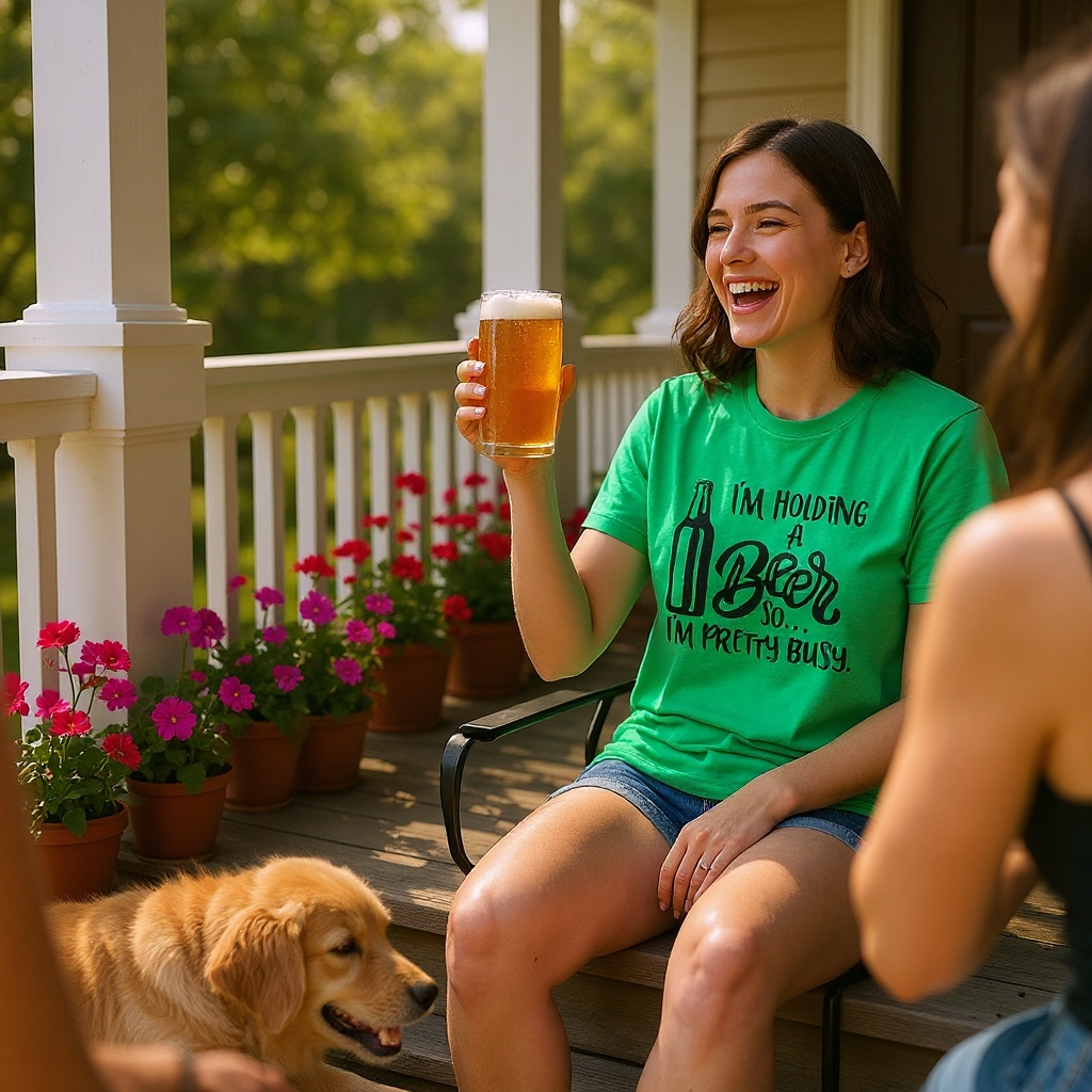 I’m holding a beer t shirt