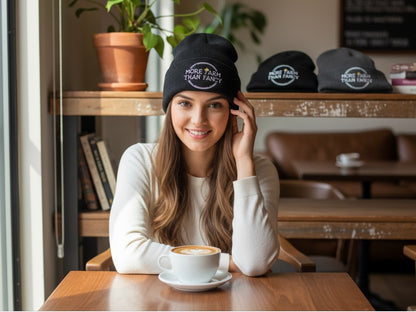More Farm Than Fancy logo knit hat